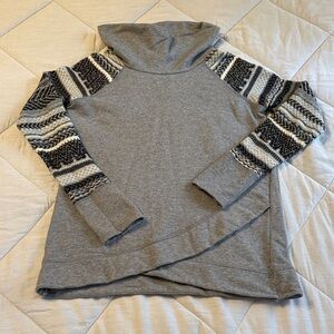 Maurices Gray and Black Patterned Cowl Neck Sweater